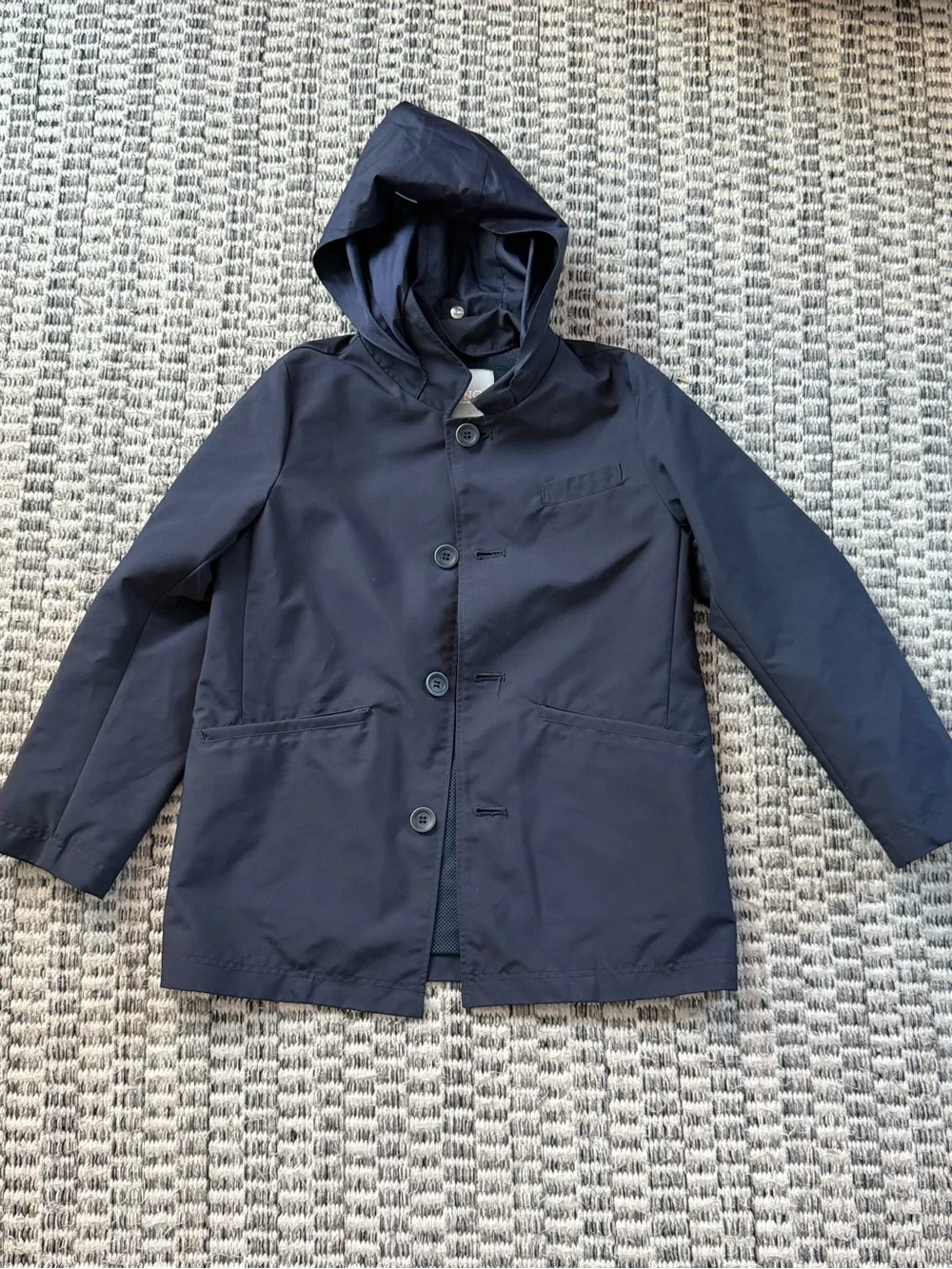 Herno Navy Hooded Kids Raincoat Size 8